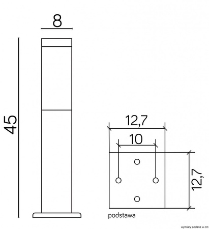 Inox Kwadratowa Black SS802-450 BL