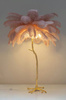 Lampa podłogowa TIFFANY 175 różowa mosiądz / naturalne pióra