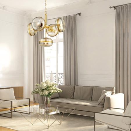 Żyrandol Nottingham - 5 źródeł światła - Antyczny mosiądz Quintiesse Eurofase QN-NOTTINGHAM-5P-AB