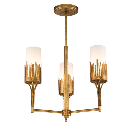 Żyrandol Sawgrass - 3 źródła światła - Płatkowe złoto Quintiesse QN-SAWGRASS-3-DG-O