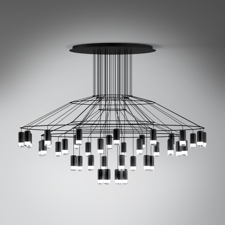 Vibia Wireflow Chandelier Lampa Wisząca 42-punktowa, 150 wys. 112 cm, Czarny Polysk