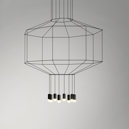 Vibia Wireflow Lampa Wisząca LED Osmiokątna, szer. 70, wys. 200, GL 70 cm, Czarny Polysk