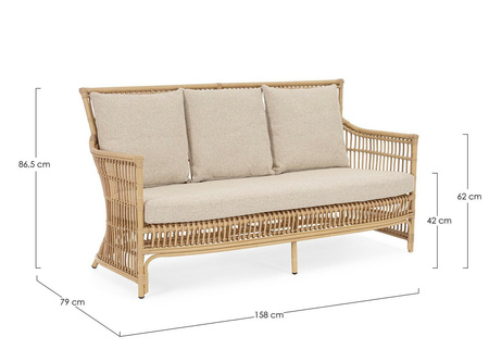 BIZZOTTO sofa 3-osobowa ogrodowa ADELMA   naturalna