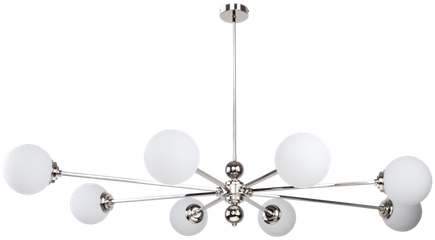 KUTEK MOOD ABANO 8 ŻYRANDOL MOSIĘŻNY NIKLOWANY KLOSZE SZKLANE OPAL MAT O ŚREDNICY 140 mm