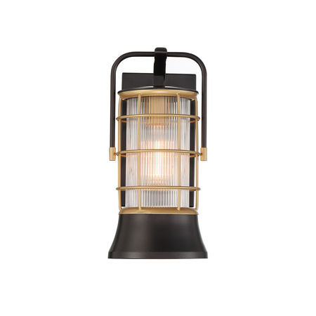 Mała latarnia naścienna Rivamar - 1 źródło światła - Brązowo-złota Quintiesse Eurofase QN-RIVAMAR-S-BLK-GD