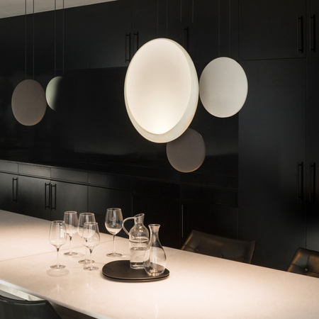 Vibia Cosmos Lampa Wisząca LED, szer. 48cm, wys. 200cm, GL 7 cm, Biały Mat