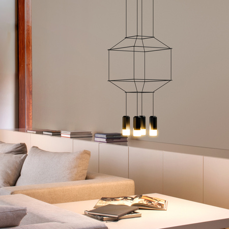 Vibia Wireflow Lampa Wisząca LED Kwadratowa, szer. 30, wys. 200, GL 30 cm, Czarny Polysk