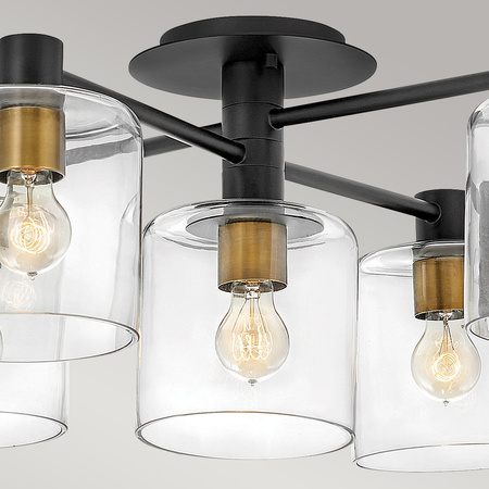 Półplafon Axel - 7 źródeł światła - Czarny / Stary mosiądz Axel Quintiesse Hinkley QN-AXEL7-BK