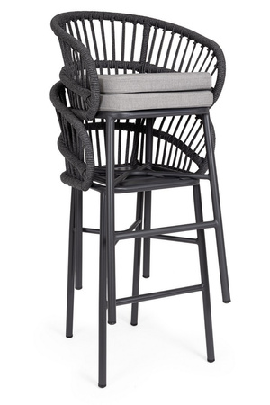 BIZZOTTO krzesło barowe ogrodowe          ODIVELAS czarne