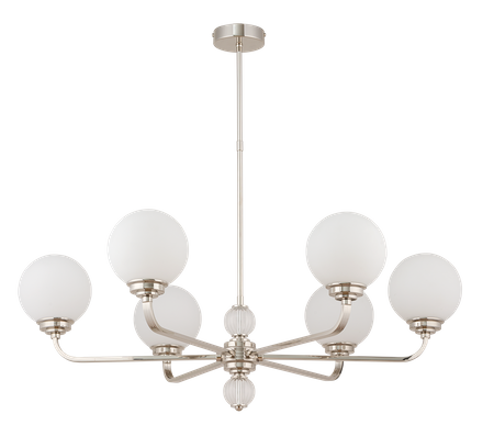 KUTEK MOOD ABANO 6 MOSIADZ NIKLOWANY KLOSZE SZKLANE OPAL MAT O ŚREDNICY 140 mm