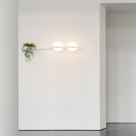 Vibia Palma Lampa Ścienna LED, 2-punktowa, szer. 120, wys. 22, GL 25 cm, Biały Mat Opal Mat