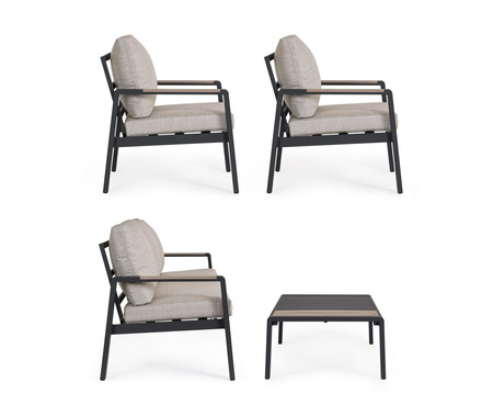 BIZZOTTO zestaw ogrodowy ELNA antracyt    / beż