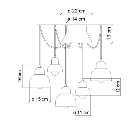 SOSPENSIONE 5 LUCI  / 5-LIGHTS PENDANT BERIMBAU Ferroluce C2605-VSA