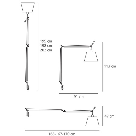 Tolomeo Table Mega ARTEMIDE 42cm szary 0778010A+0772010A