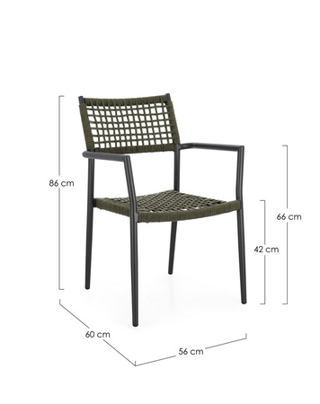BIZZOTTO krzesło ogrodowe CALETA czarne   / zielone
