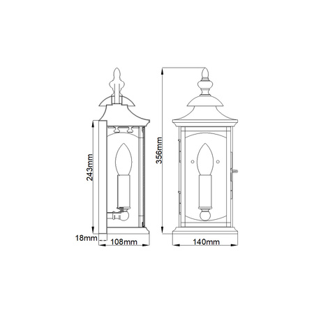 Mała latarnia naścienna Market Square - 1 źródło światła Market Square Quintiesse Feiss QN-MARKET-SQUARE-S