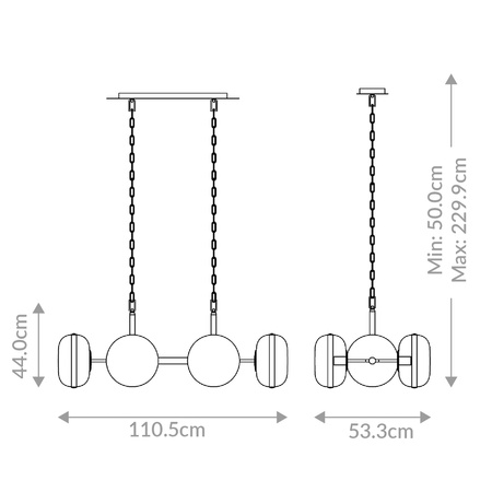 Lampa wyspowa Nottingham - 6 źródeł światła - Antyczny mosiądz Quintiesse Eurofase QN-NOTTINGHAM-6LP-AB