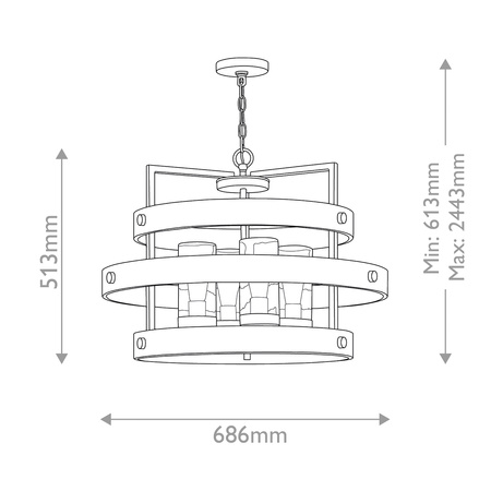 Żyrandol Riverwood - 4 źródła światła - Ciepły brąz, ciepły jesion Quintiesse QN-RIVERWOOD4