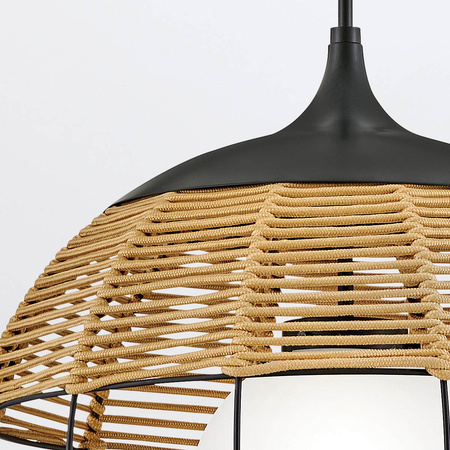 Średnia lampa wisząca Maddox - 1 źródło światła - Czarny, karmelowy beż Quintiesse QN-MADDOX-P-M-BK-CAM