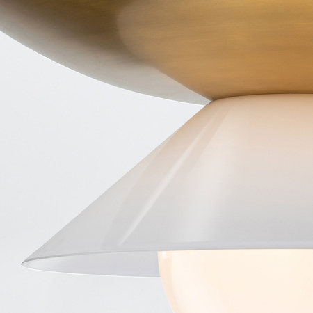 Duża lampa wisząca Saucer - 4 źródła światła - Postarzany mosiądz Quintiesse QN-SAUCER-4P-L-AB-OPAL