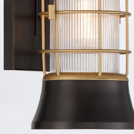 Mała latarnia naścienna Rivamar - 1 źródło światła - Brązowo-złota Quintiesse Eurofase QN-RIVAMAR-S-BLK-GD