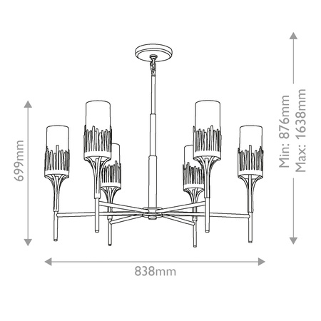 Żyrandol Sawgrass - 6 źródeł światła - Płatkowe złoto Quintiesse QN-SAWGRASS-6-DG-O