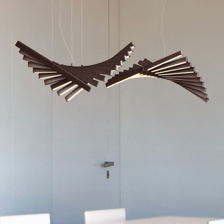 Vibia Rhythm Lampa Wisząca LED 10-punktowa, szer. 45, wys. 200, GL 47 cm, Czekoladowy Mat Biały Opal