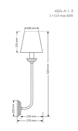 KUTEK MOOD ABANO KINKIET MOSIĘŻNY SATYNOWANY ABAŻUR Z MATERIAŁU