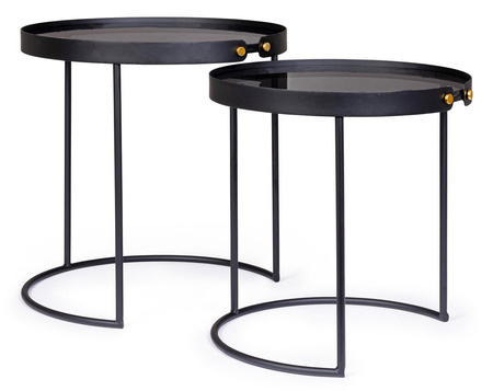 BIZZOTTO zestaw stolików kawowych ZEINA   ROUND 92 czarny