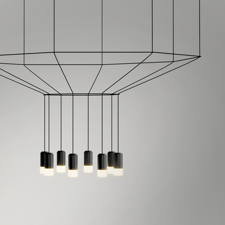 Vibia Wireflow Lampa Wisząca LED Osmiokątna, szer. 70, wys. 200, GL 70 cm, Czarny Polysk