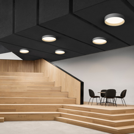 Vibia Duo Lampa Sufitowa LED 2700 K, śr. 78.5cm, wys. 12.5 cm, Szary Grafitowy Mat Dąb