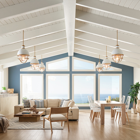 Lampa wisząca Tollis - 1 źródło światła - Naturalny mosiądz / Biel Tollis Quintiesse Kichler QN-TOLLIS-P-NBR