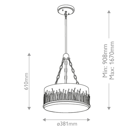 Lampa wisząca Sawgrass - 3 źródła światła - Płatkowe złoto Quintiesse QN-SAWGRASS-2P-DG-O