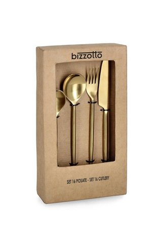 BIZZOTTO zestaw sztućców BRONTE SATIN     GOLD 16 szt.