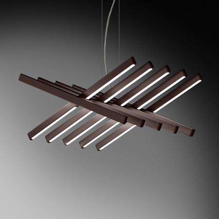 Vibia Rhythm Lampa Wisząca LED 10-punktowa, szer. 45, wys. 200, GL 47 cm, Czekoladowy Mat Biały Opal