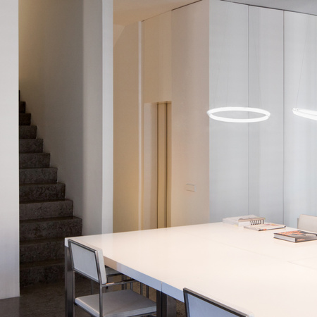 Vibia Halo Circular Lampa Wisząca LED, 55.5 wys. 250 cm, Biały Mat