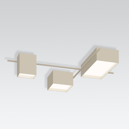 Vibia Structural lampa sufitowa LED 3-punktowa szer. 120 wys. 21 gl. 120 cm kremowy mat