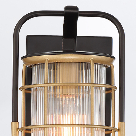 Mała latarnia naścienna Rivamar - 1 źródło światła - Brązowo-złota Quintiesse Eurofase QN-RIVAMAR-S-BLK-GD