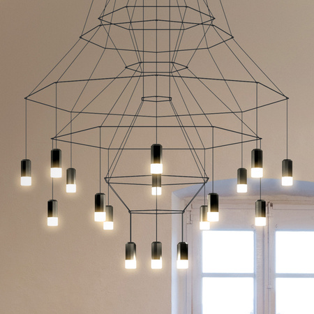 Vibia Wireflow Lampa Wisząca LED, szer. 120, wys. 279 GL 120 cm, Czarny Polysk