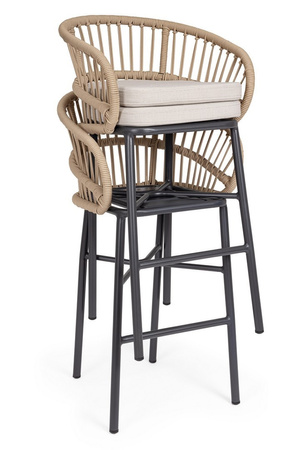 BIZZOTTO krzesło barowe ogrodowe          ODIVELAS beżowe