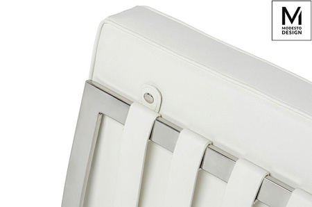 MODESTO fotel BARCELON biały - ekoskóra,  stal polerowana