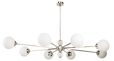 KUTEK MOOD ABANO 8 ŻYRANDOL MOSIĘŻNY NIKLOWANY KLOSZE SZKLANE OPAL MAT O ŚREDNICY 140 mm