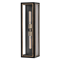 Latarnia naścienna Shaw - 2 źródła światła - Czarny, oksydowany brąz Quintiesse QN-SHAW-2M-BK