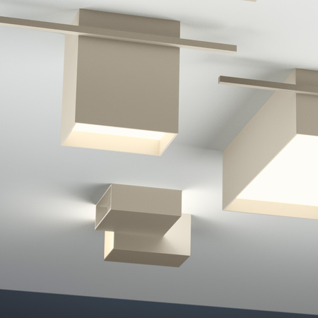 Vibia Structural Lampa Ścienna LED, 2-punktowa, szer. 26cm, wys. 22cm, GL 10 cm, Kremowy Mat