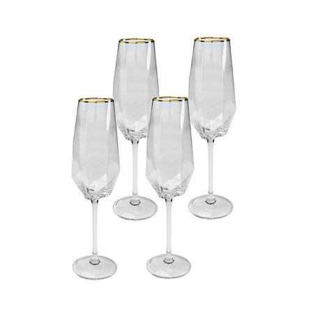 KARE komplet 4 kieliszków do szampana     DIAMOND RIM 360 ml