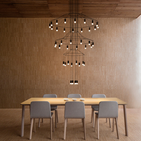Vibia Wireflow Chandelier Lampa Wisząca LED 42-punktowa, 150 wys. 276 cm, Czarny Polysk