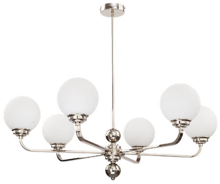 KUTEK MOOD ABANO 6 MOSIADZ NIKLOWANY KLOSZE SZKLANE OPAL MAT O ŚREDNICY 140 mm