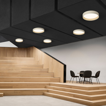 Vibia Duo Lampa Sufitowa LED 2700 K, średnica 78.5cm, wys. 12.5 cm, Kremowy Mat Dąb