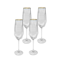 KARE komplet 4 kieliszków do szampana     DIAMOND RIM 360 ml