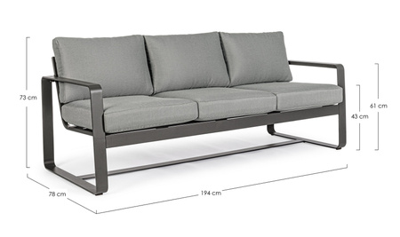 BIZZOTTO sofa 3-osobowa ogrodowa          MERRIGAN szara